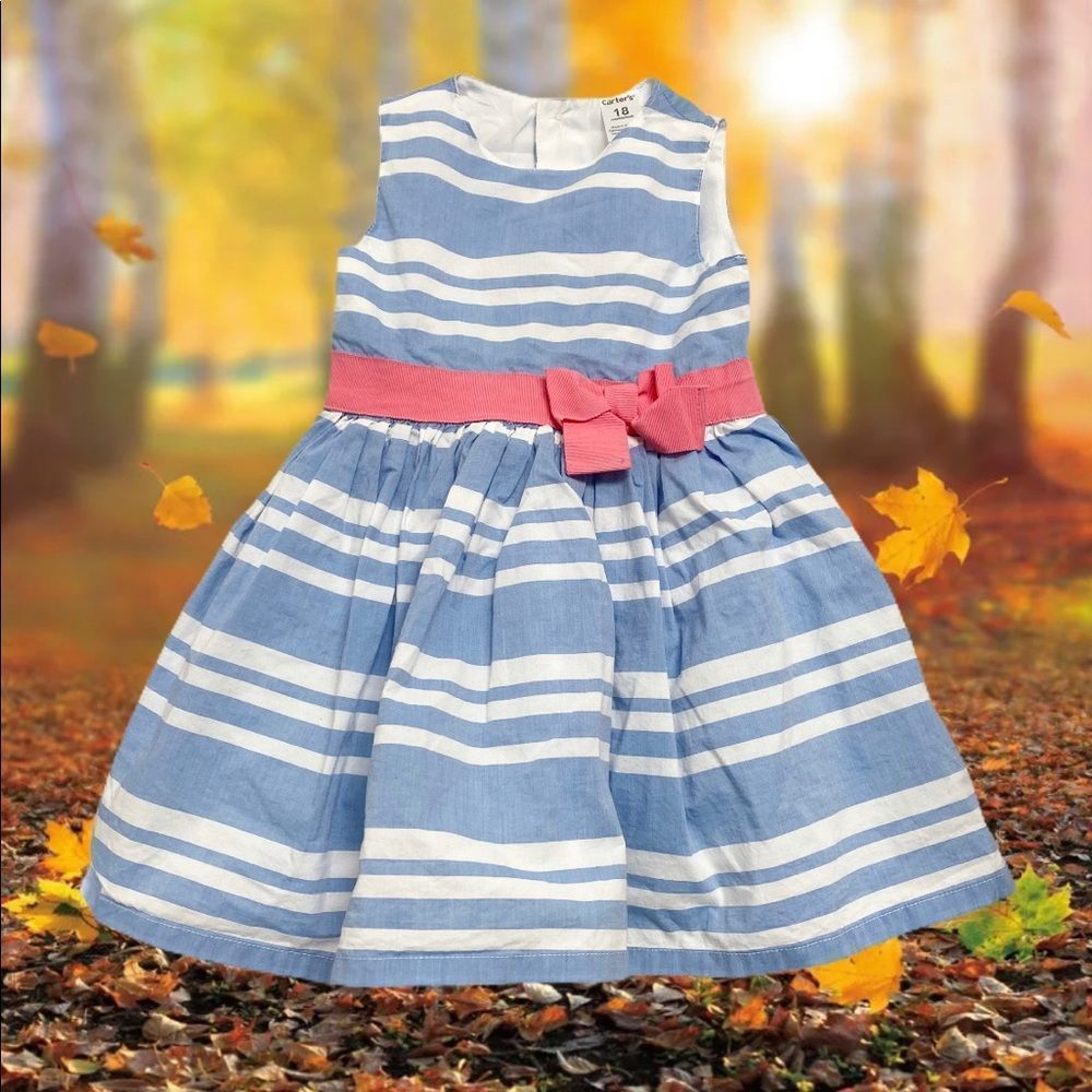 Carters‎ 18 Months White and Blue Stripe Dress